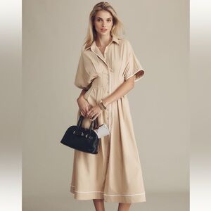 Anthropologie Tobie Midi Shirt Dress in Beige